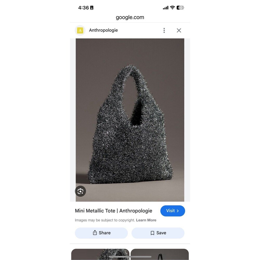 Anthropologie Mini Metallic Tote, Black, Night Out, Glam, NWT - Picture 2 of 9